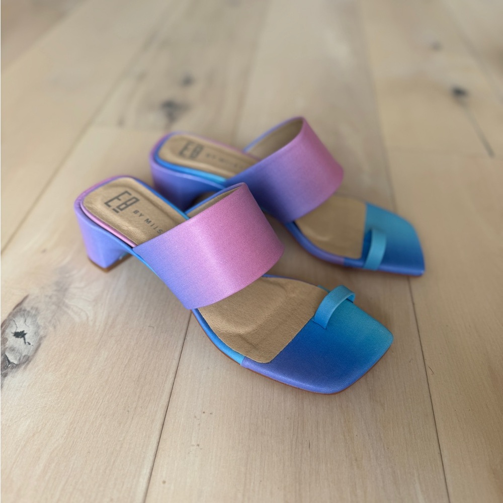 Miista E8 Malia Gradient Pink and Blue Women's Toe Loop Heel Sandals